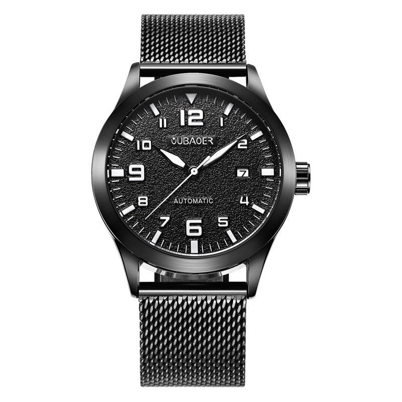 OUBAOER Mens Watches Automatic Mechanical Watch Men Stainless Steel Mesh Belt Wristwatches