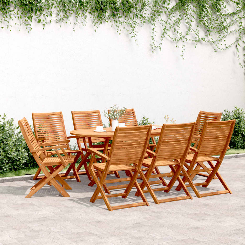 Solid Acacia Wood Folding Garden Chairs, 8 pcs. (57cm x 66cm x 95cm)