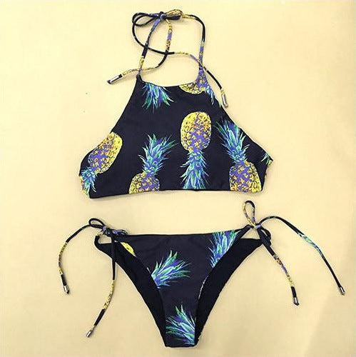 Pineapple Print Swimsuit Bikini Set
