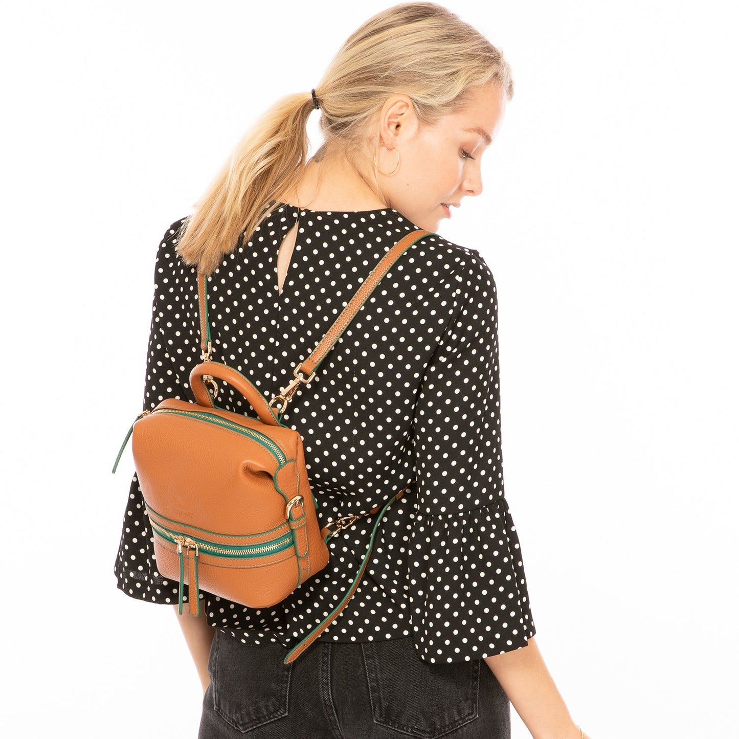 SUSU the Ashley Brown Leather Backpack Purse