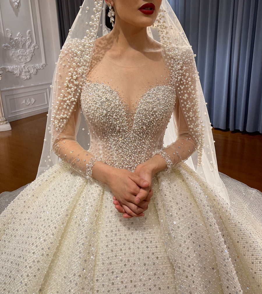 Jancember NS4512 Bling Sequins Beaded Sequins Ball Gown Wedding Bridal Dresses