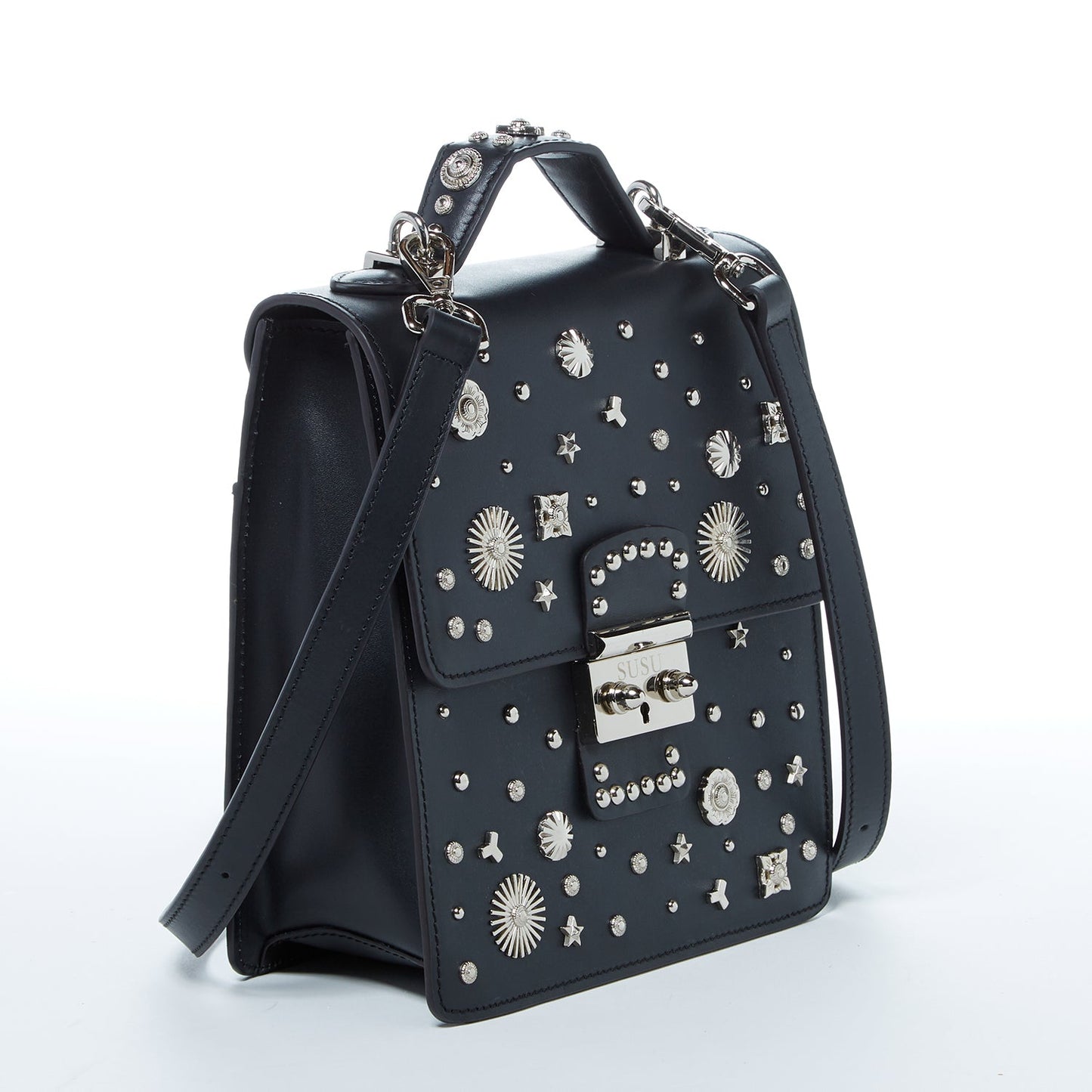 SUSU the Hollywood Backpack Purse Leather Black