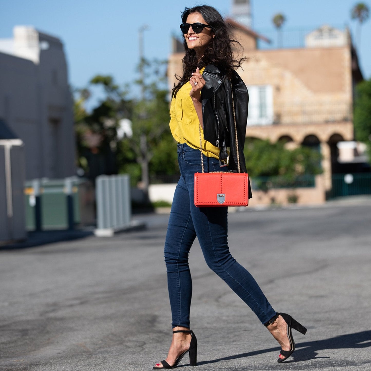 SUSU the Josie Red Leather Purse With Chain