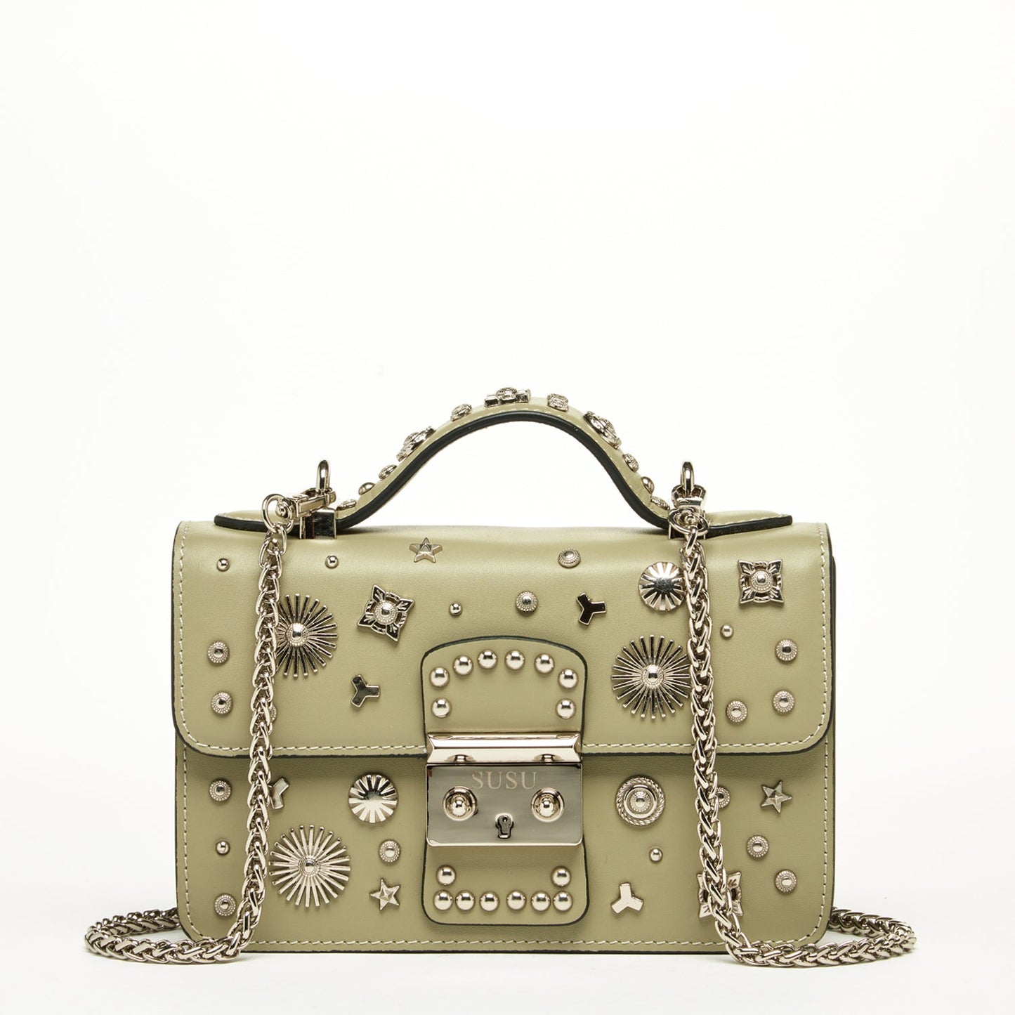 SUSU the Hollywood Leather Crossbody Bag Sage Green