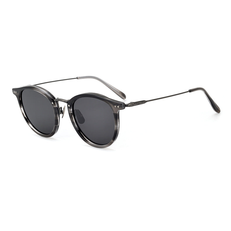 Transparent Japanese Handmade Medium Gold Pure Titanium Polarized Sunglasses