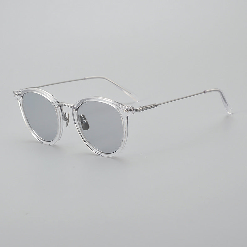 Transparent Japanese Handmade Medium Gold Pure Titanium Polarized Sunglasses