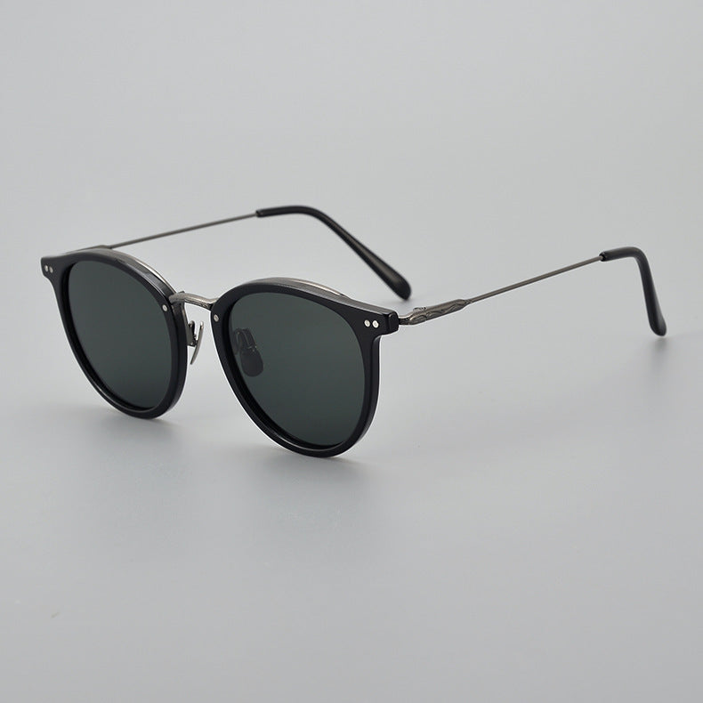 Transparent Japanese Handmade Medium Gold Pure Titanium Polarized Sunglasses