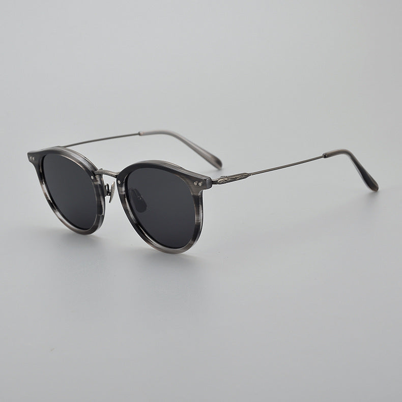 Transparent Japanese Handmade Medium Gold Pure Titanium Polarized Sunglasses