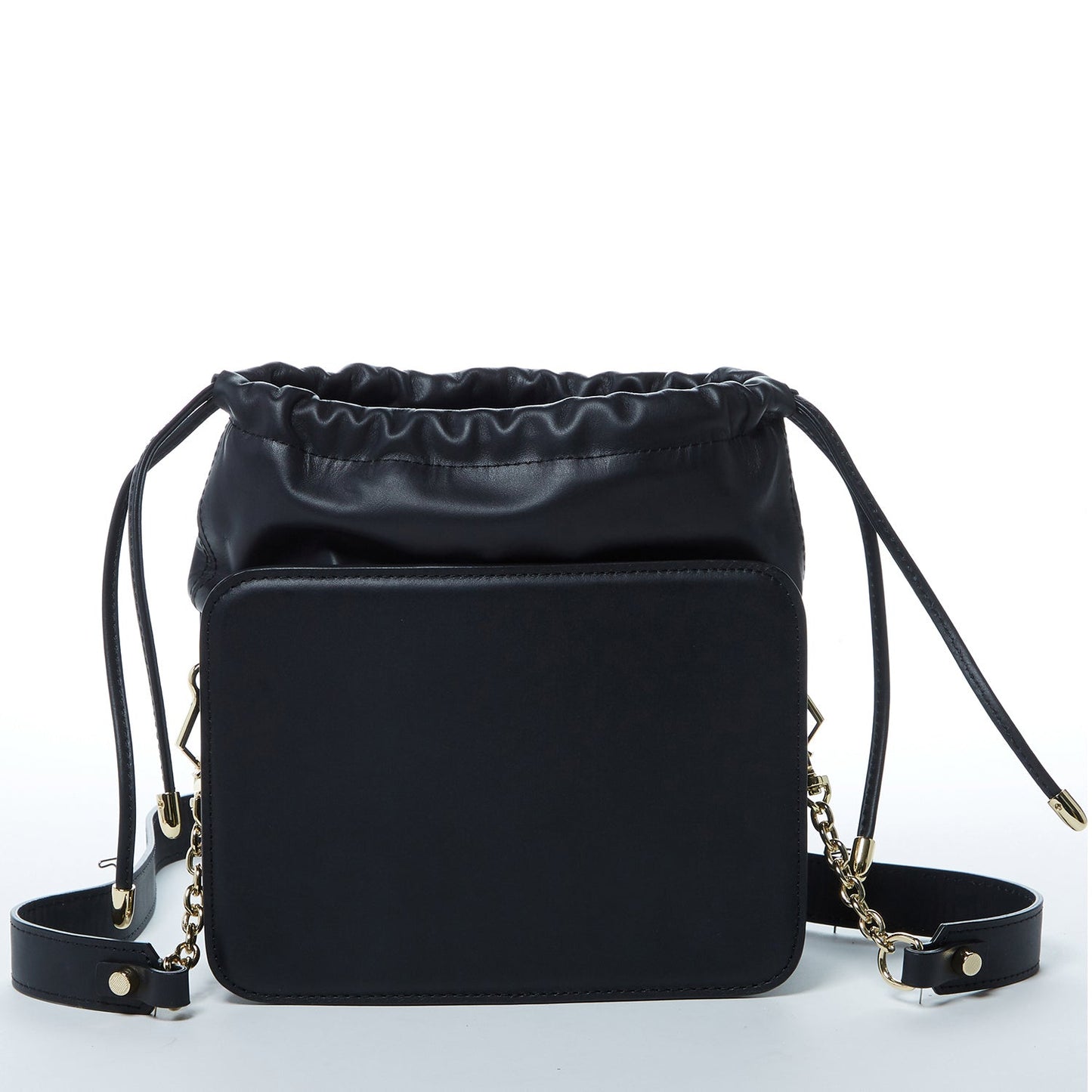 SUSU the Patricia Black Leather Purse Drawstring