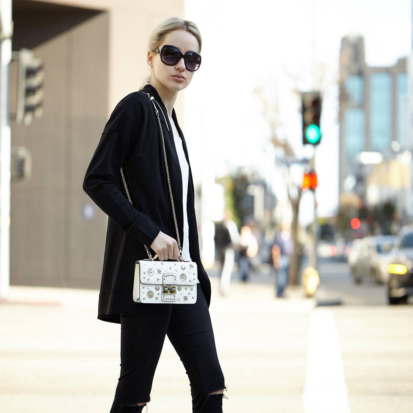 SUSU Small Leather Crossbody Bag White Purse