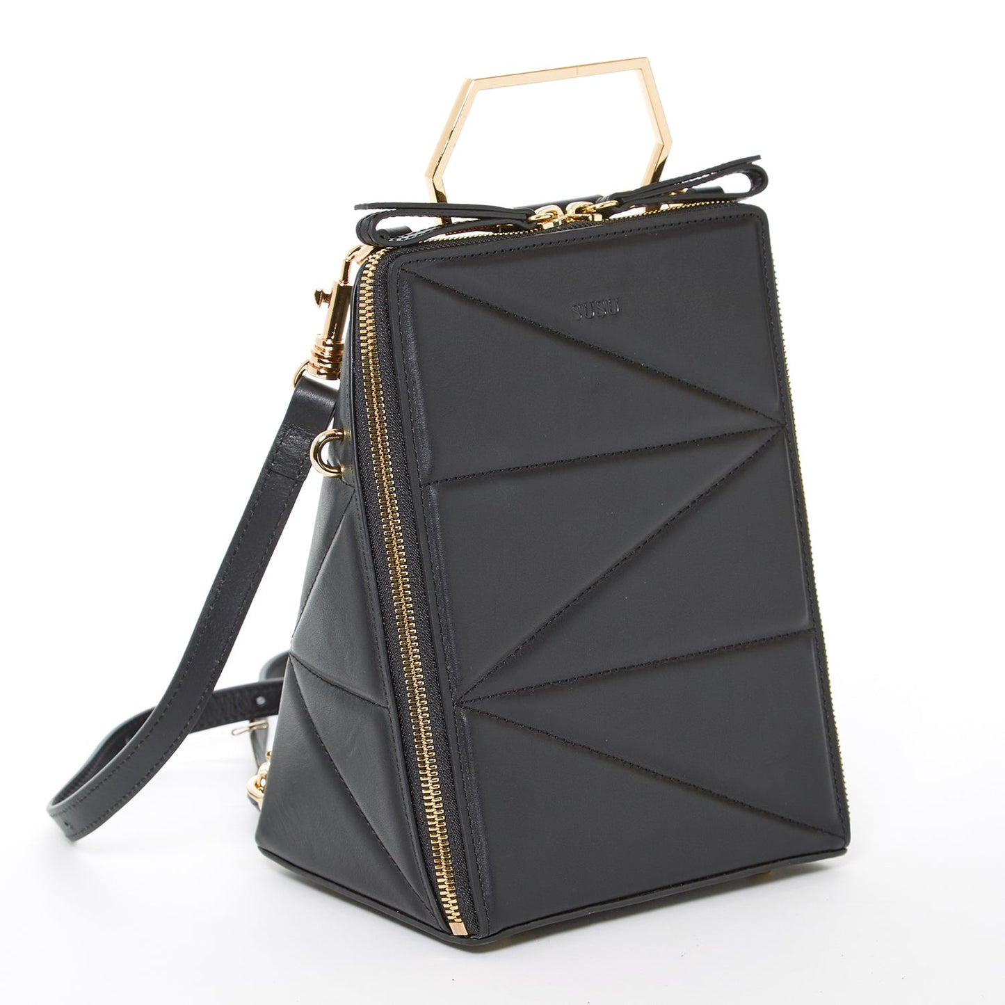 SUSU the Heidi Black Leather Backpack Purse