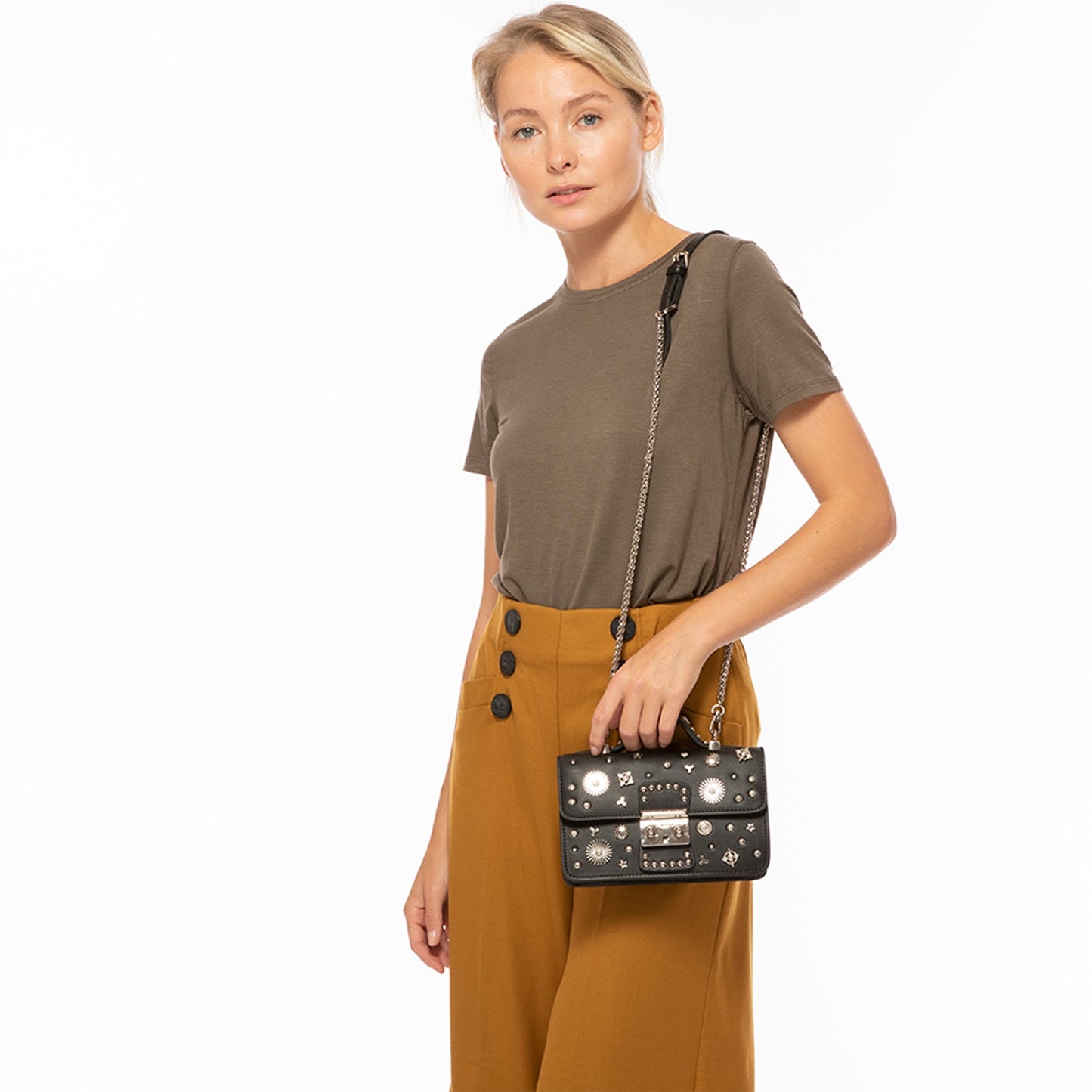SUSU the Hollywood Studded Leather Crossbody Black