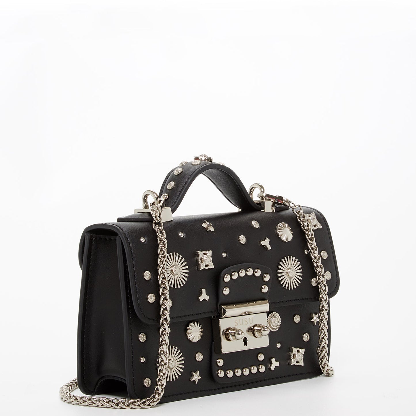 SUSU the Hollywood Studded Leather Crossbody Black