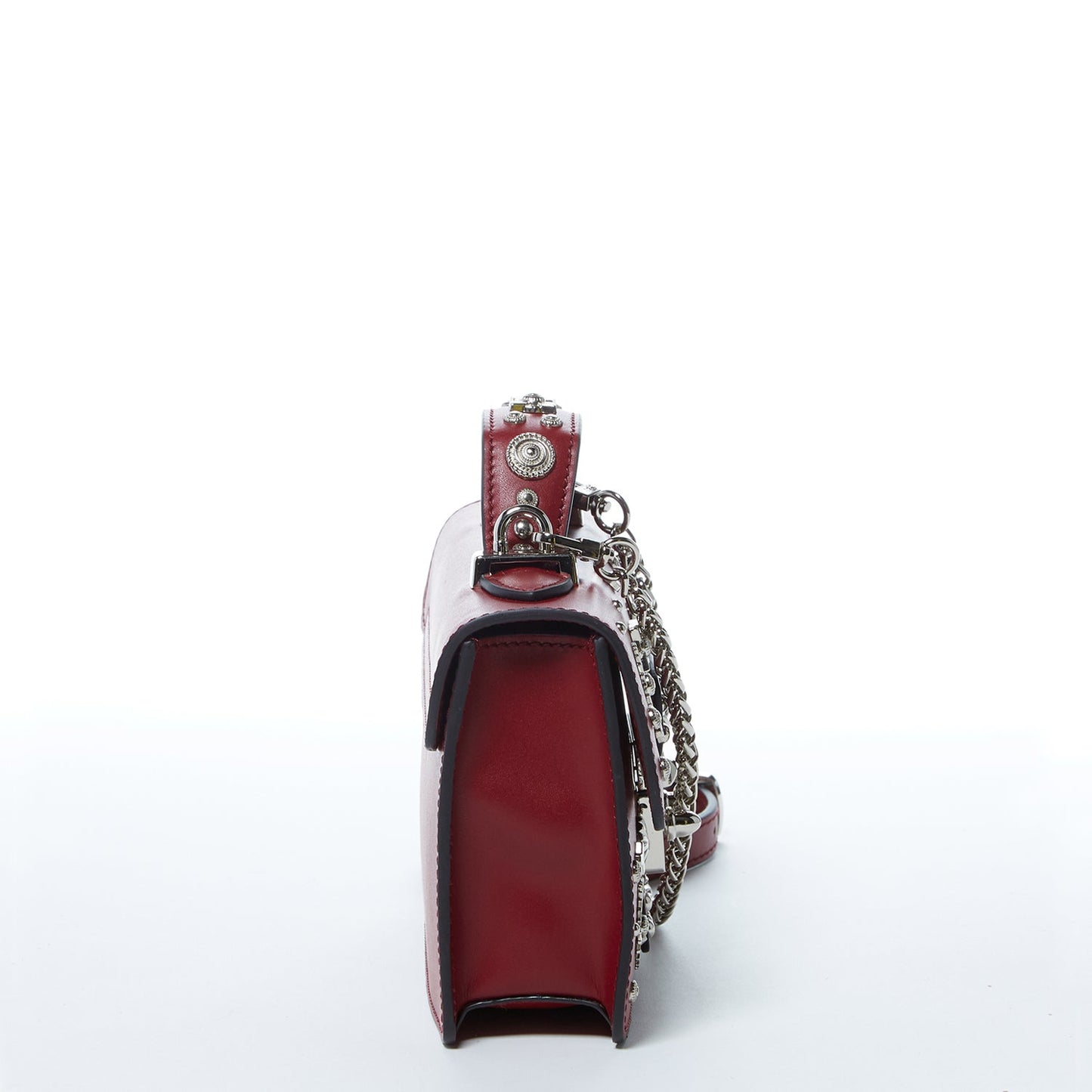 SUSU the Hollywood Studded Leather Crossbody Bag Burgundy