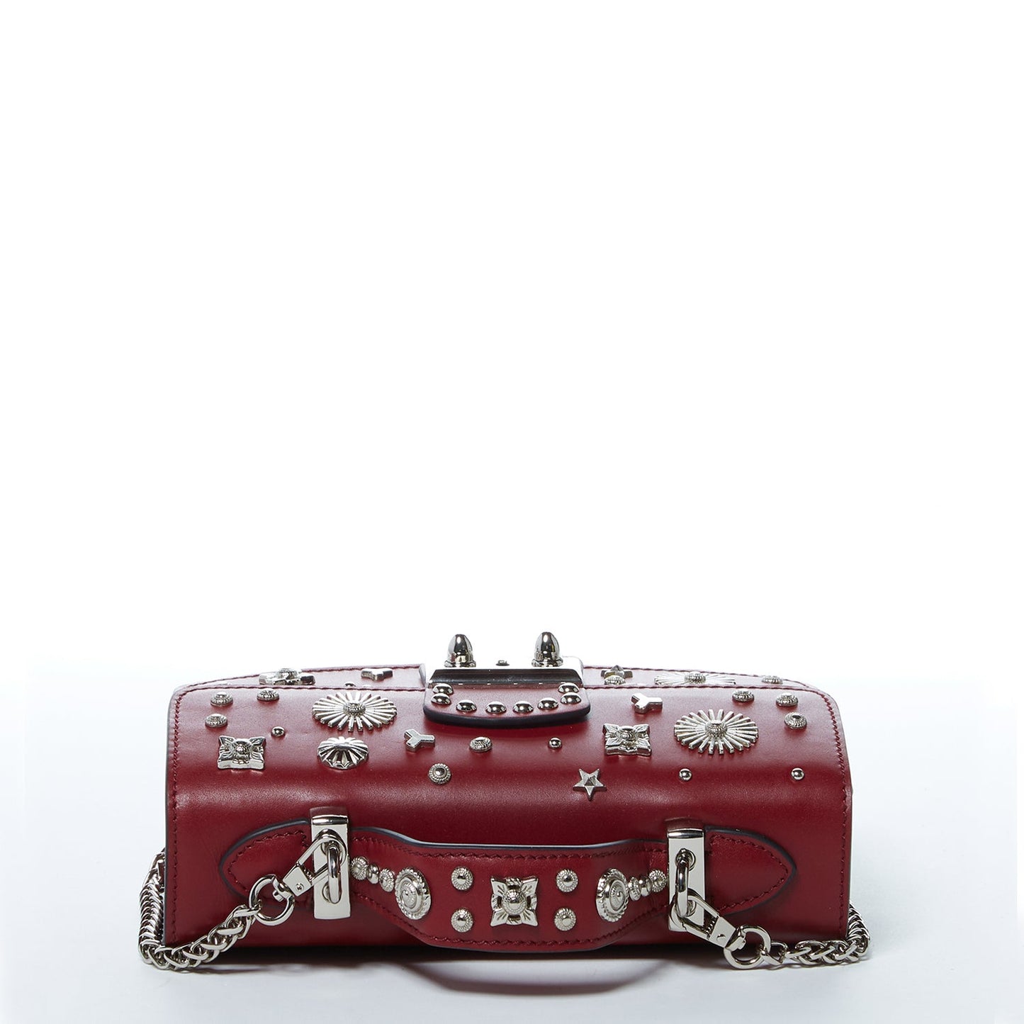 SUSU the Hollywood Studded Leather Crossbody Bag Burgundy