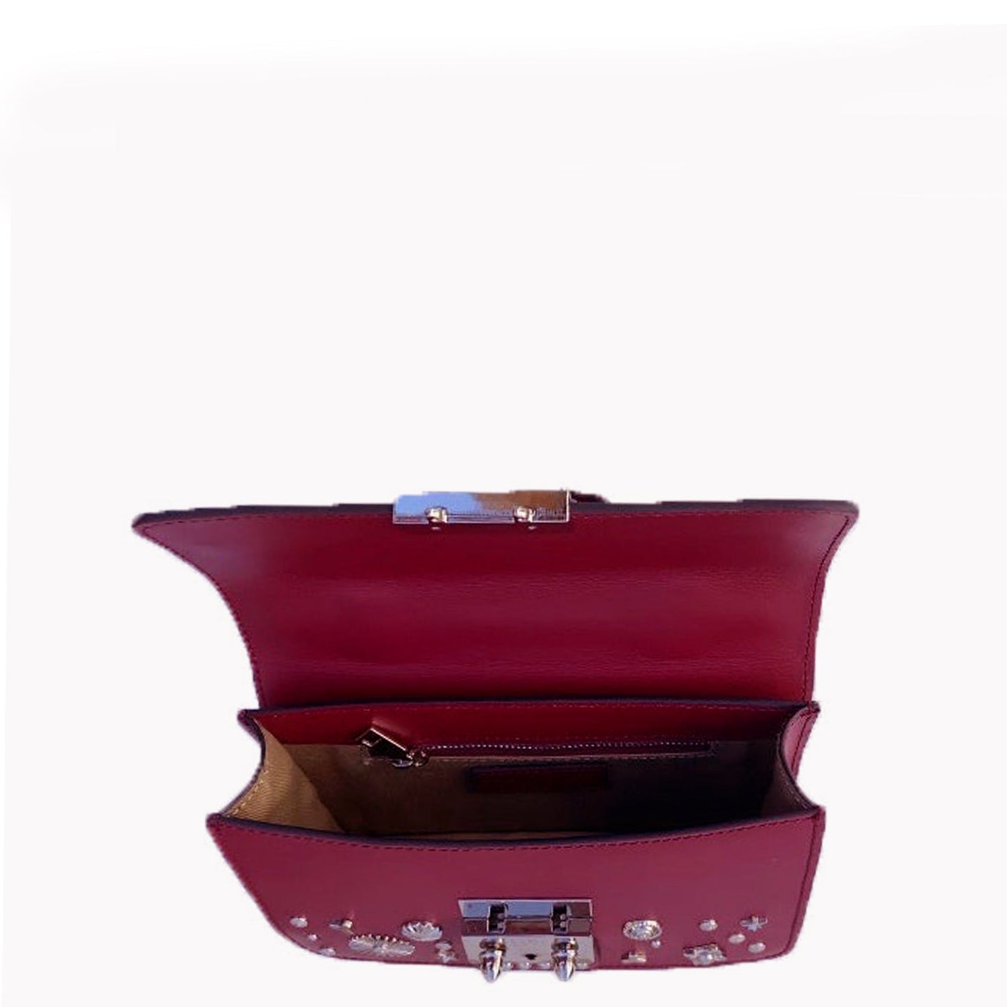 SUSU the Hollywood Studded Leather Crossbody Bag Burgundy