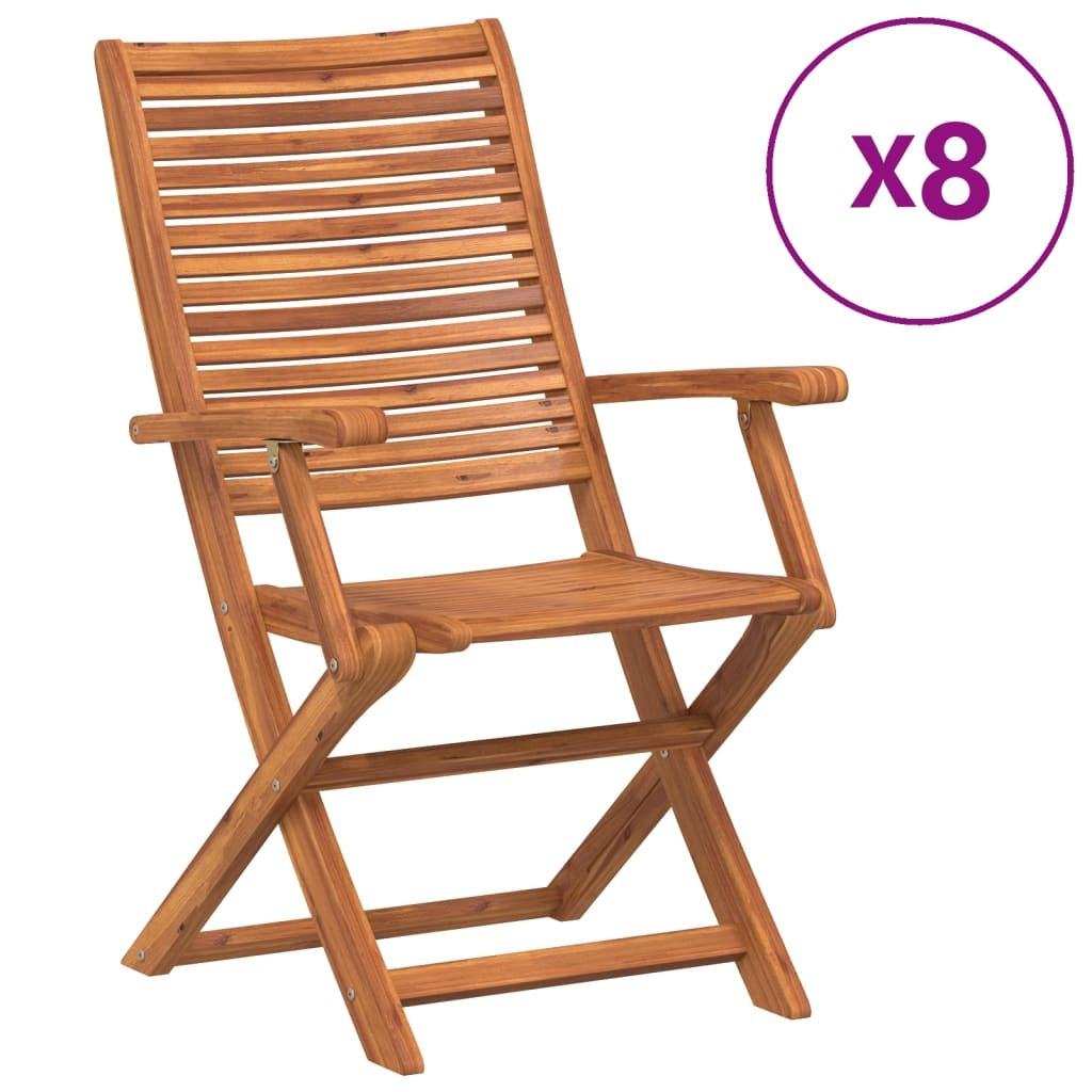 Solid Acacia Wood Folding Garden Chairs, 8 pcs. (57cm x 66cm x 95cm)