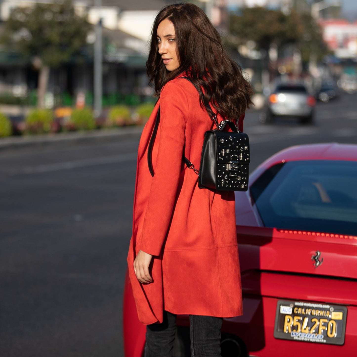 SUSU the Hollywood Backpack Purse Leather Black