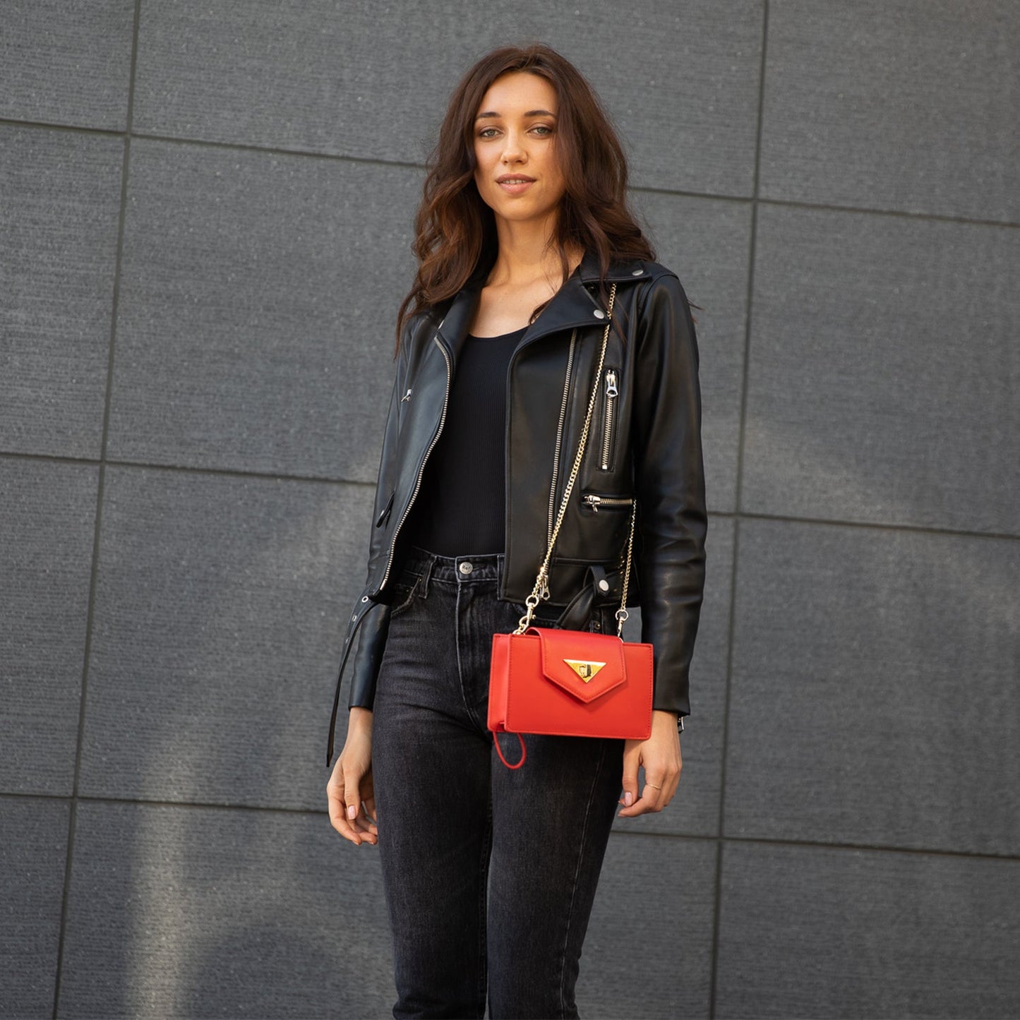 SUSU the Mary Red Purse Mini Crossbody Bag Leather Wristlet