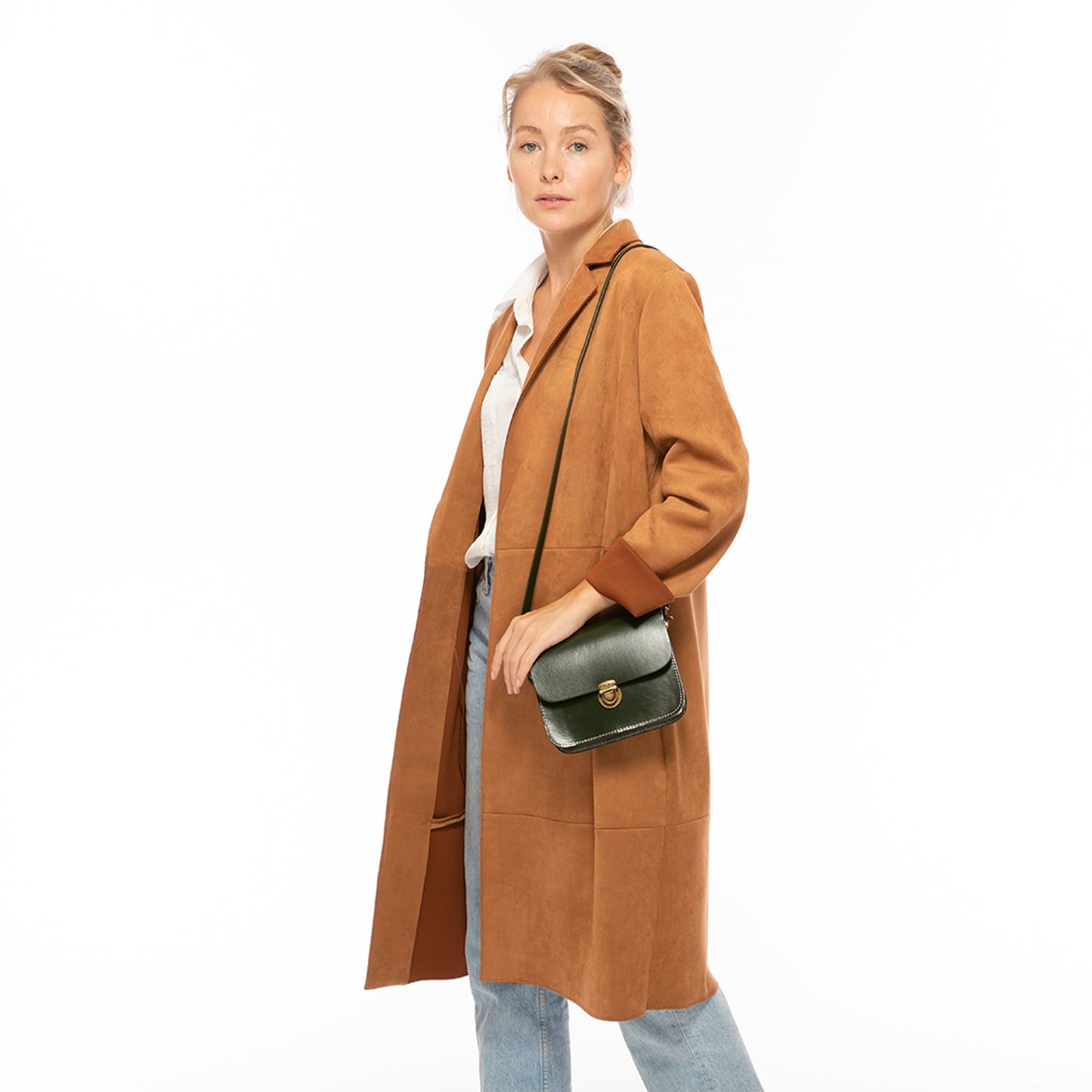 Nanah Dark Green Leather Crossbody Bag