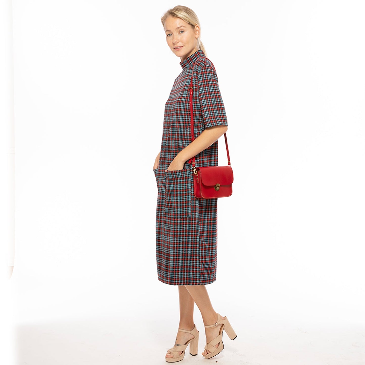 Nanah Red Leather Crossbody Bag