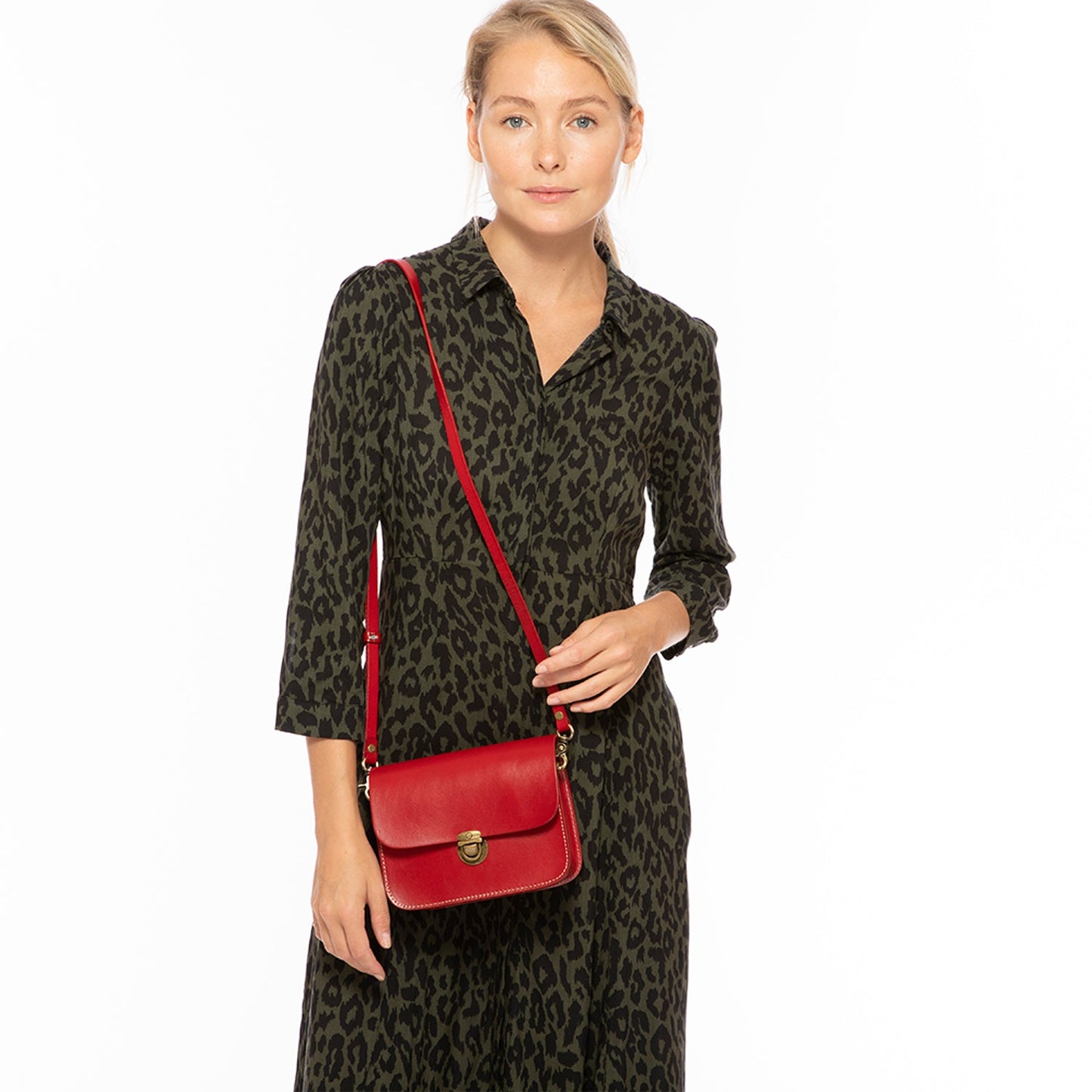 Nanah Red Leather Crossbody Bag