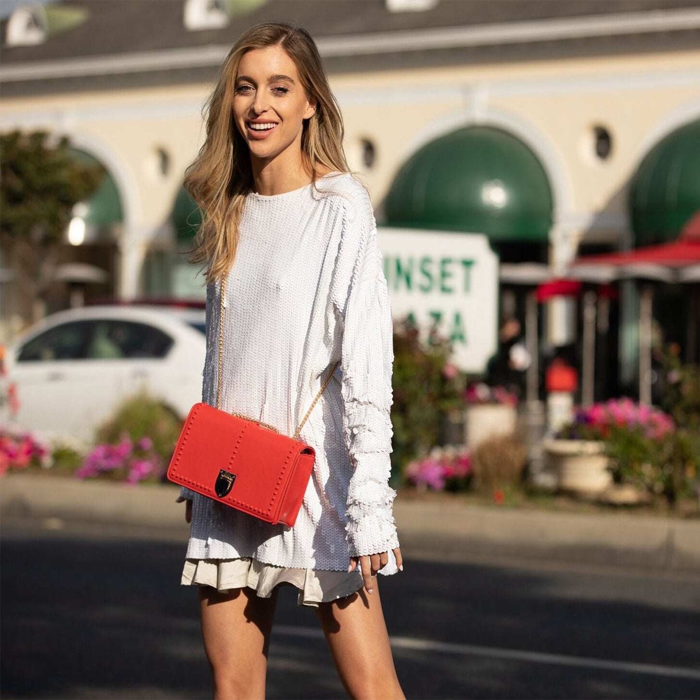 SUSU the Josie Red Leather Purse With Chain