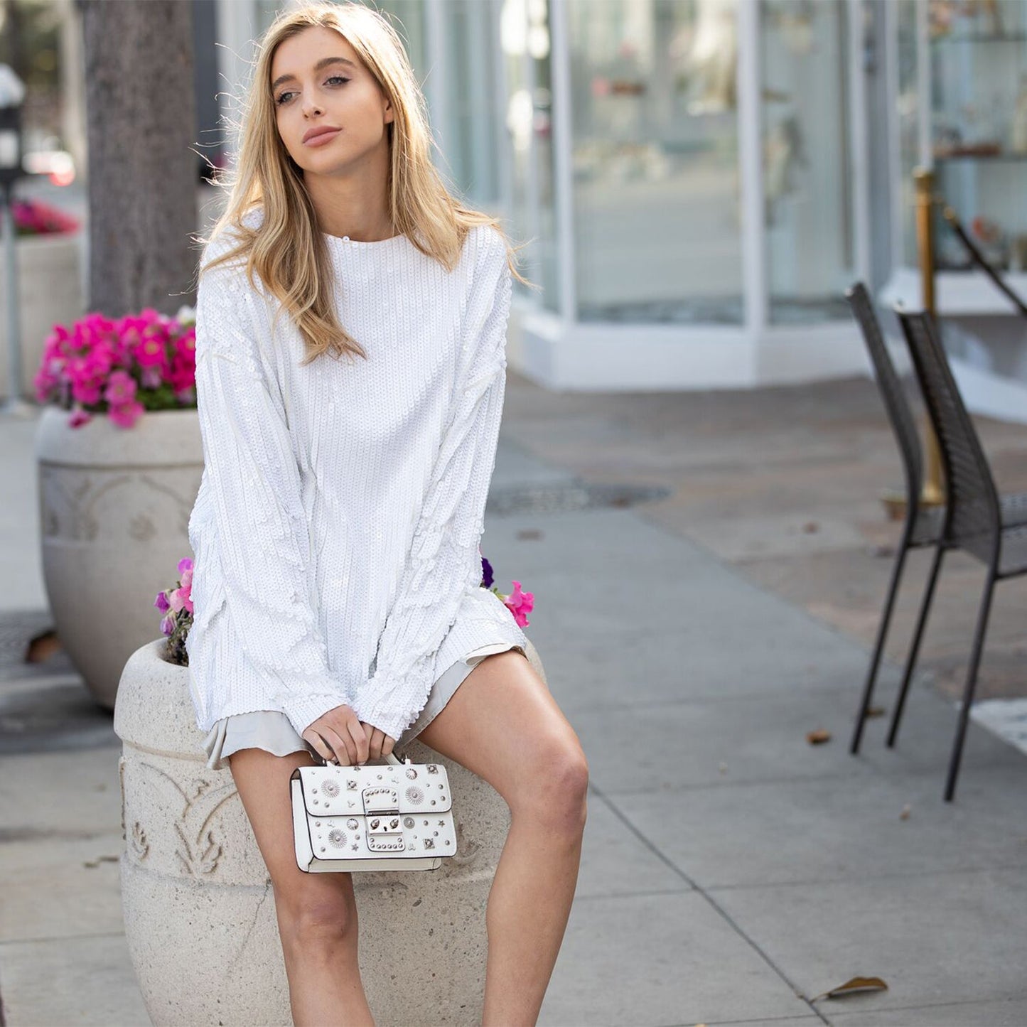 SUSU Small Leather Crossbody Bag White Purse