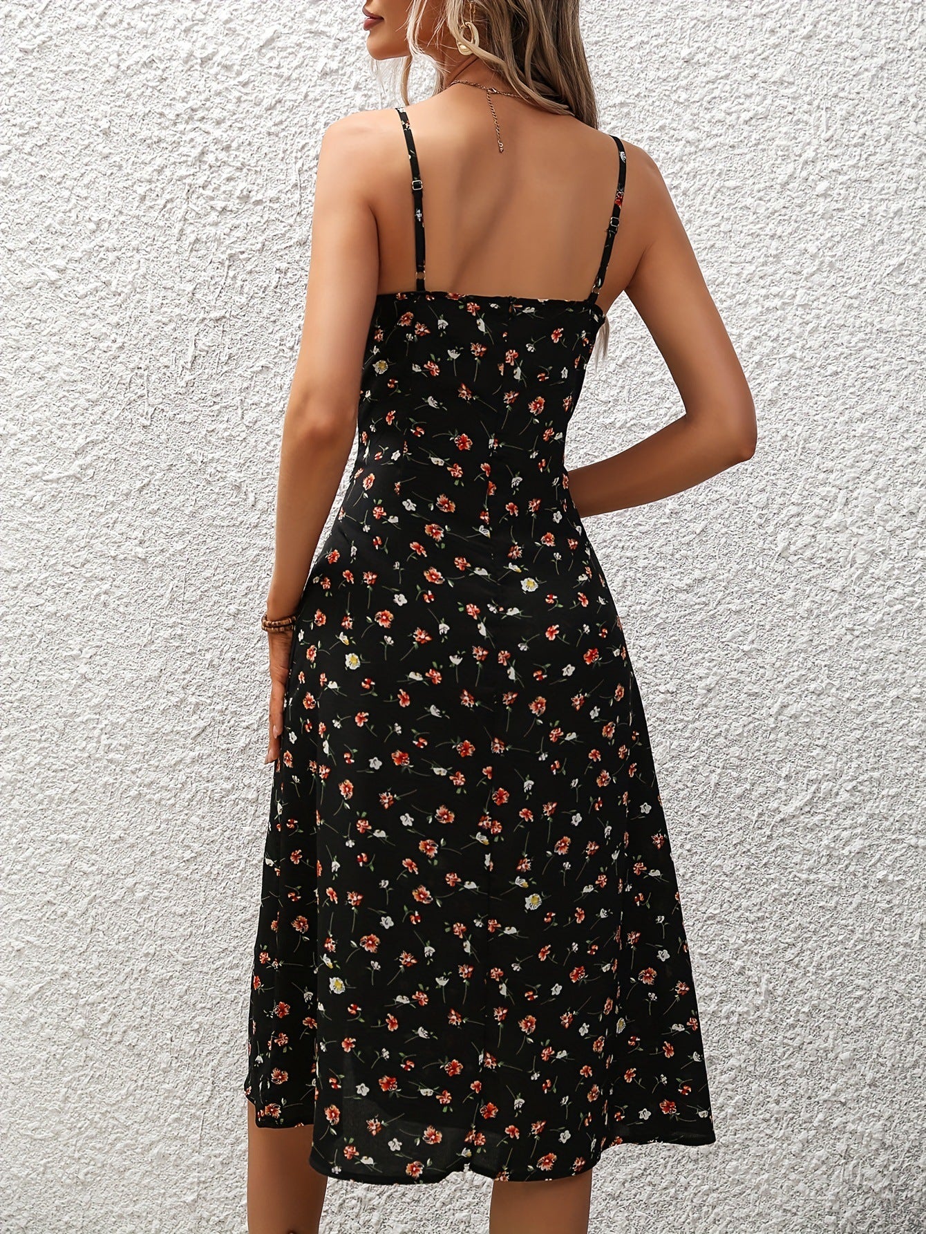New Polka Dot Print Suspender Summer Dress Sexy Split Long Dresses For Womens Clothing