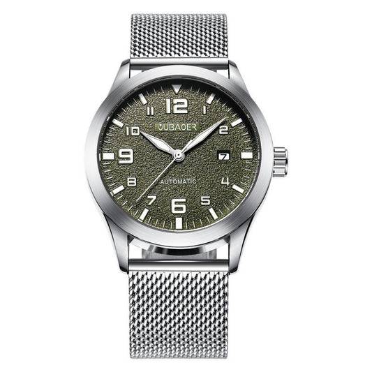 OUBAOER Mens Watches Automatic Mechanical Watch Men Stainless Steel Mesh Belt Wristwatches