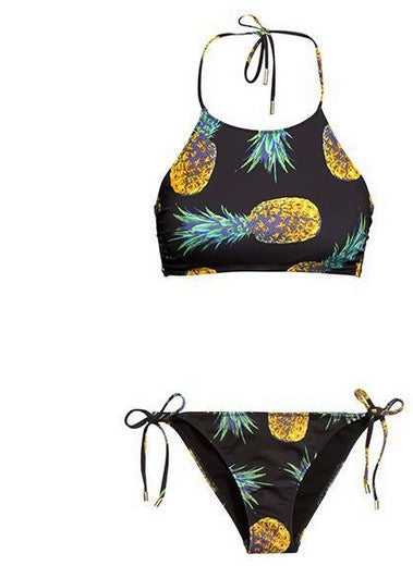 Pineapple Print Swimsuit Bikini Set