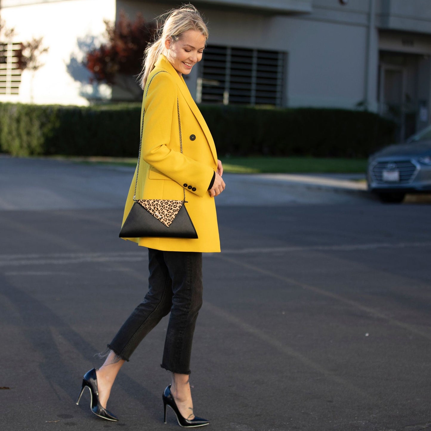 SUSU the Angelica Black Leopard Clutch Bag