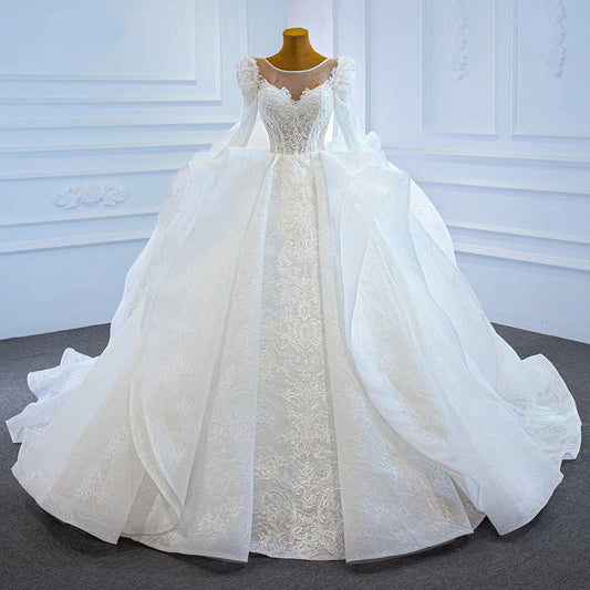 Elegant Long Sleeve Lace Vestidos De Novia Beaded Abiti Da Sposa Wedding Dresses