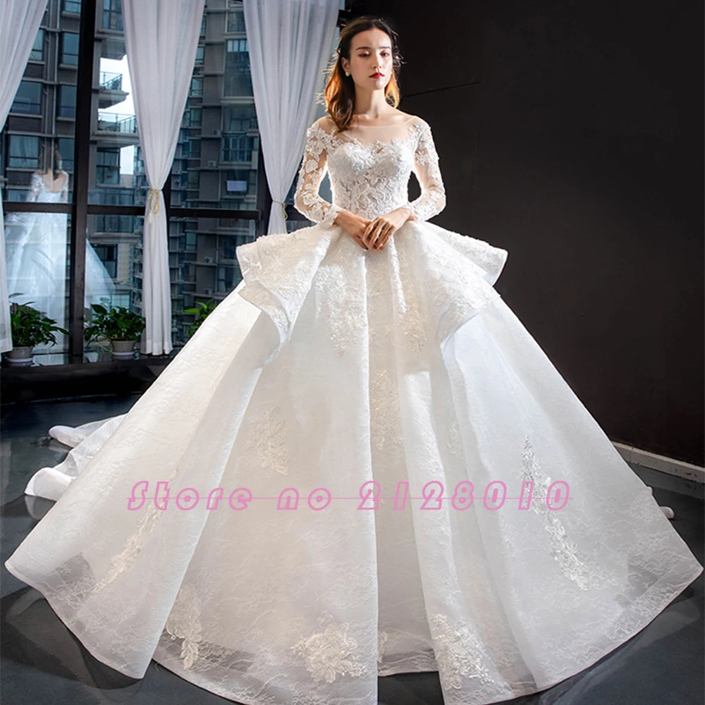 Long Sleeve  Wedding Dress Vestido De Noiva Princesa