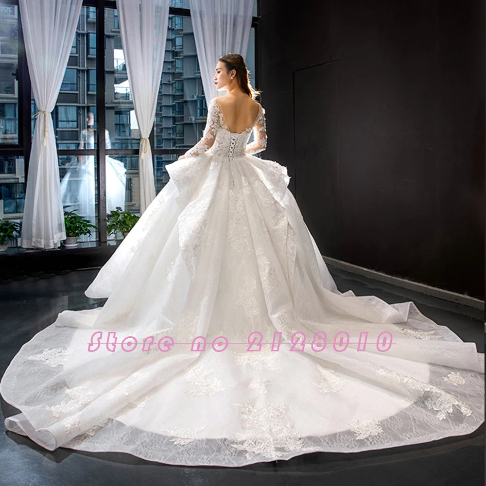 Long Sleeve  Wedding Dress Vestido De Noiva Princesa