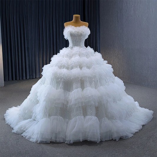 Special White Soft Tulle Fabric Layer Fairytale Wedding Dress