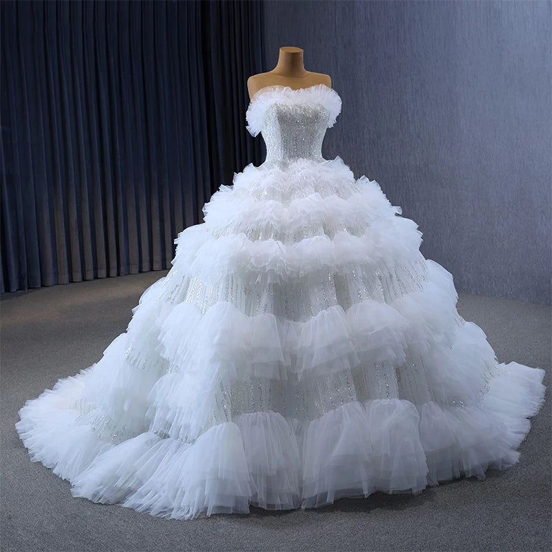 Special White Soft Tulle Fabric Layer Fairytale Wedding Dress