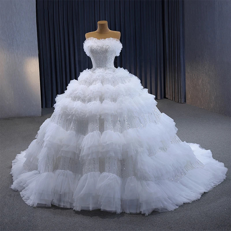 Special White Soft Tulle Fabric Layer Fairytale Wedding Dress