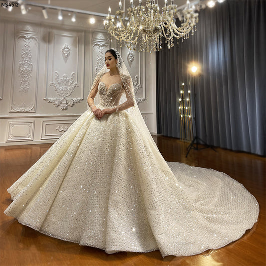 Jancember NS4512 Bling Sequins Beaded Sequins Ball Gown Wedding Bridal Dresses