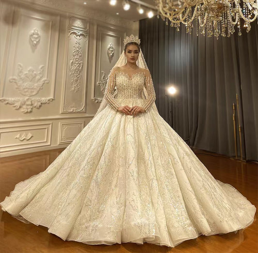 Sweetheart Modest Wedding Dress – Elegant Trailing Bridal Gown