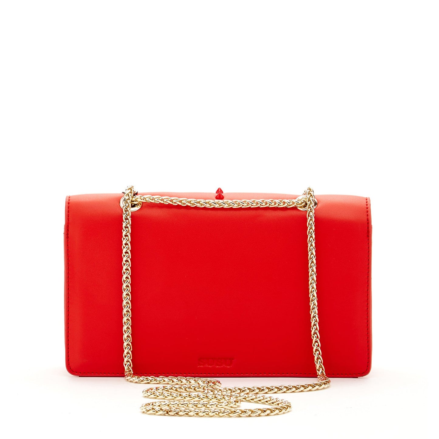 SUSU the Josie Red Leather Purse With Chain