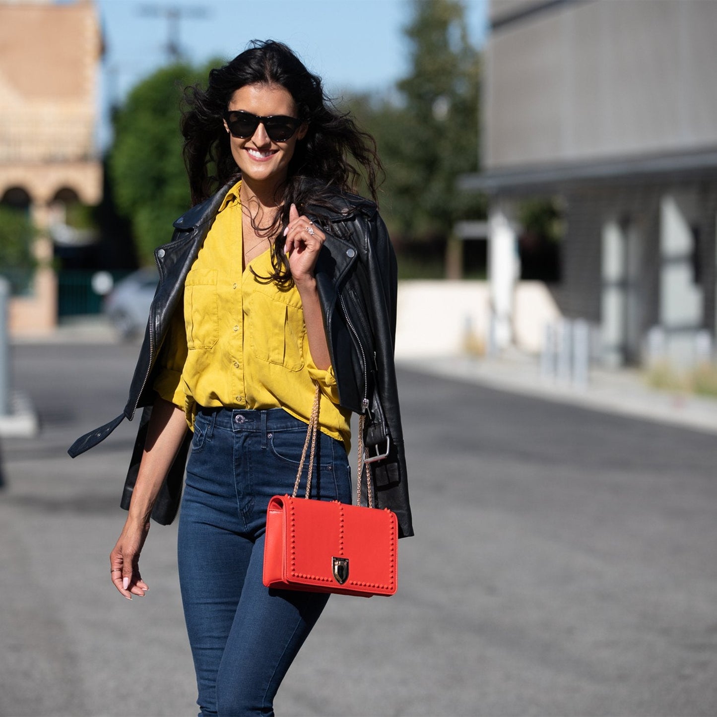 SUSU the Josie Red Leather Purse With Chain