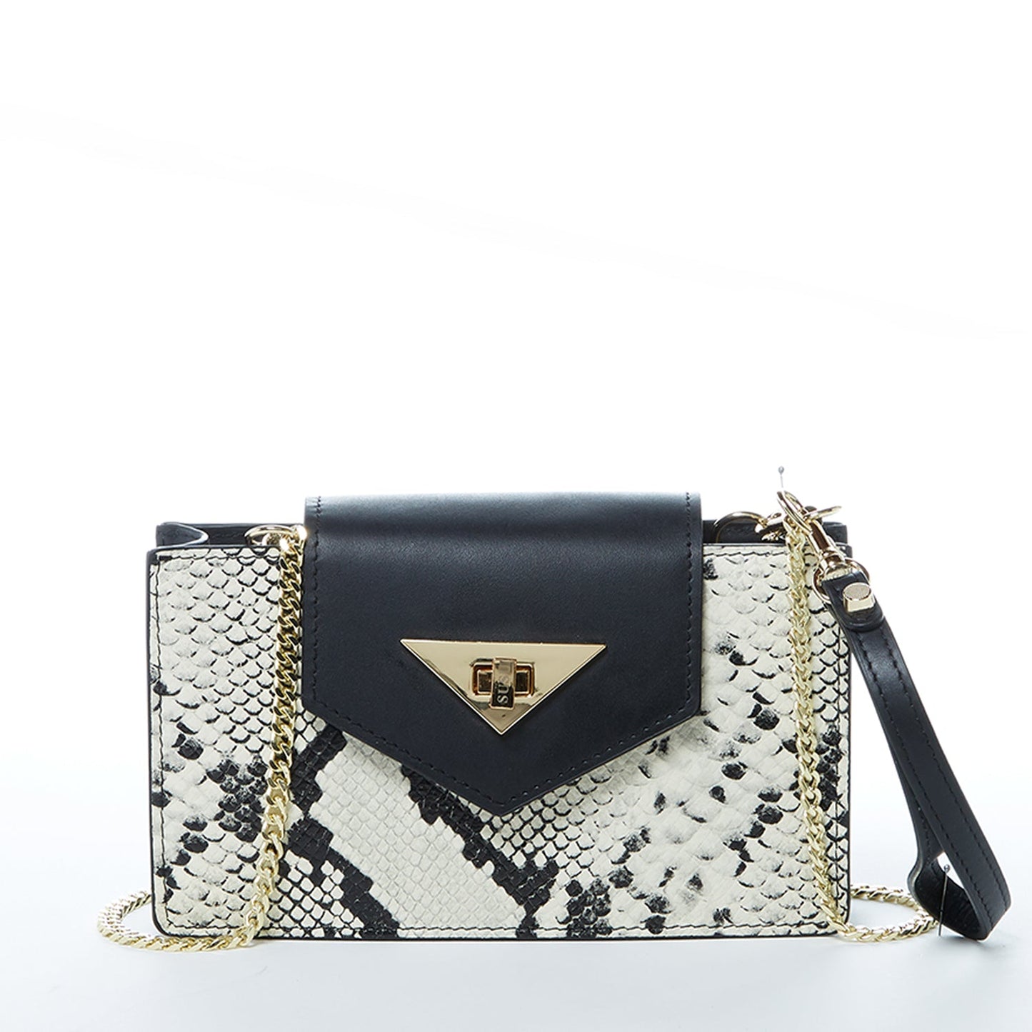 SUSU the Mary Small Crossbody Leather Purse Black Snakeskin Pattern