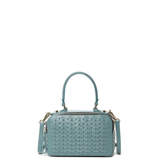 SUSU Woven Leather Crossbody Bag Blue Purse Women's Handbag