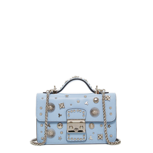SUSU Small Leather Crossbody Bag Light Baby Blue Purse  Women's Handbag