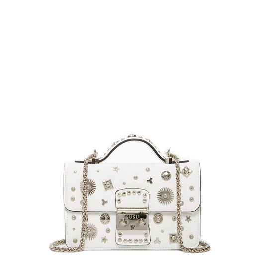 SUSU Small Leather Crossbody Bag White Purse