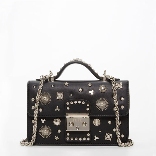 SUSU the Hollywood Studded Leather Crossbody Black