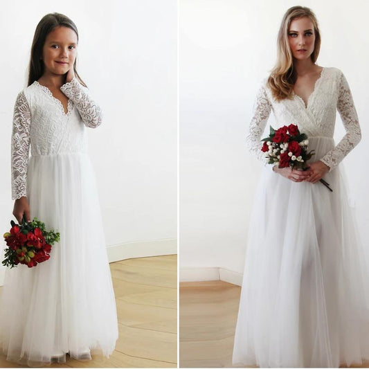 Mini Me Collection Ivory Tulle & Lace Dress  #1125