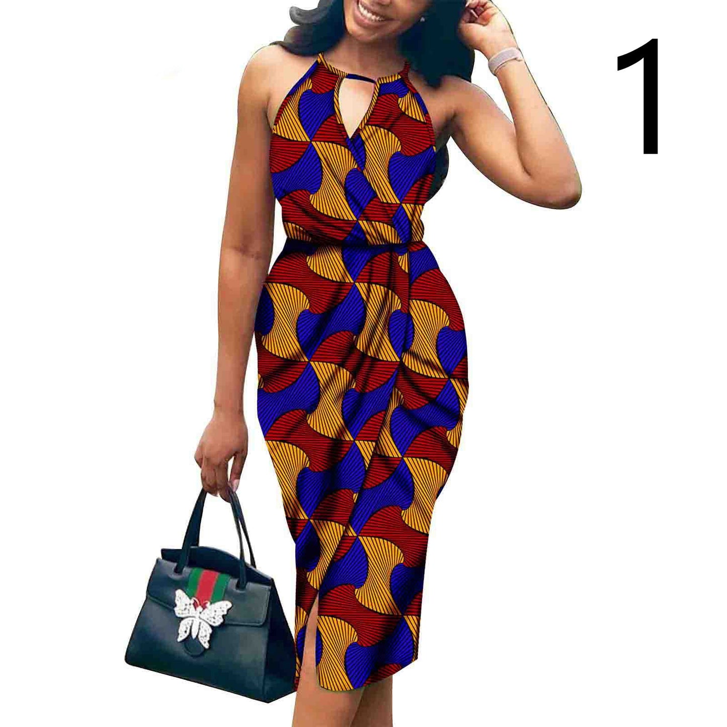 African Ethnic Printed Batik Cotton Fashion Summer Dress