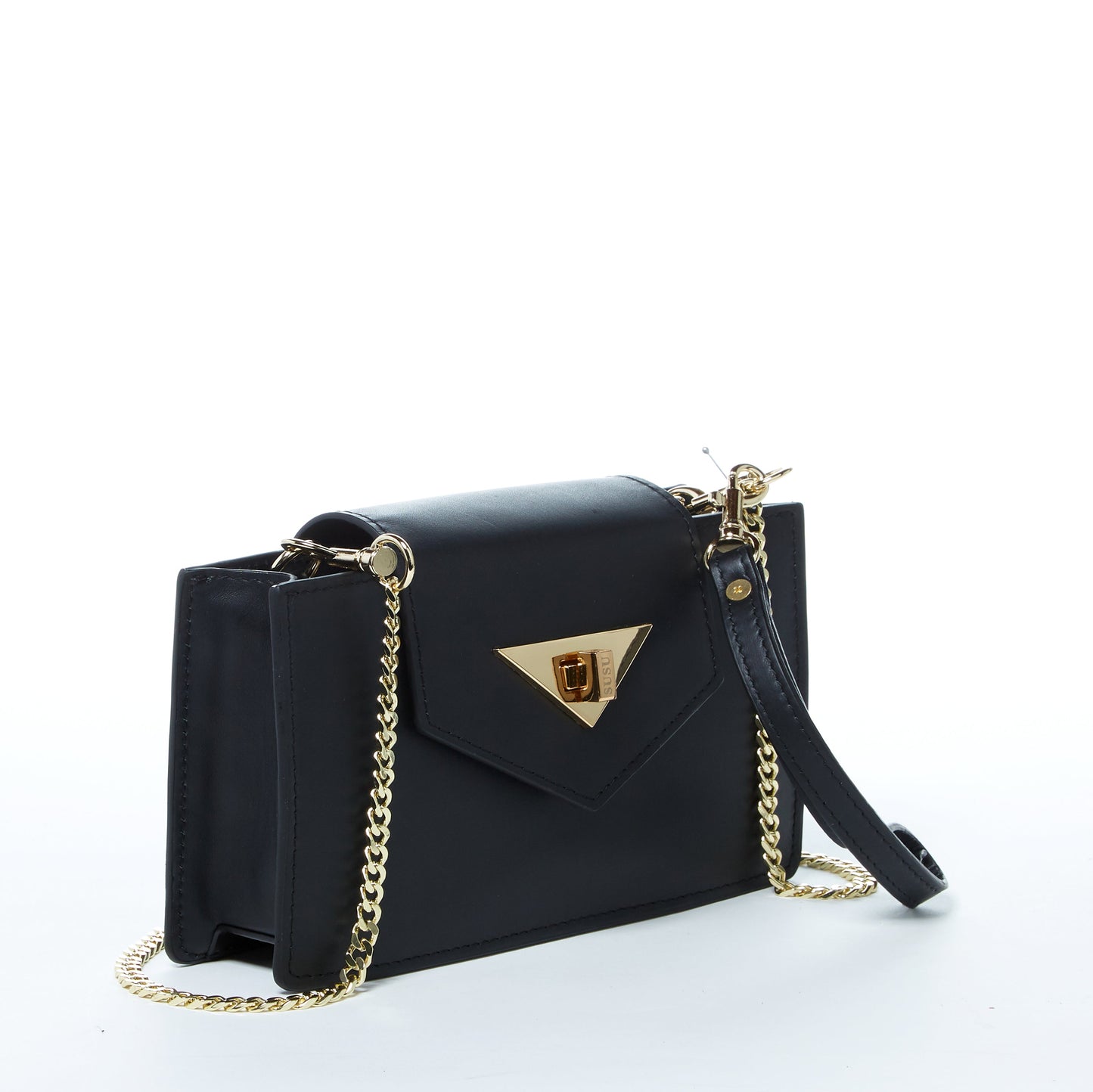 SUSU the Mary Black Small Crossbody Leather Wristlet